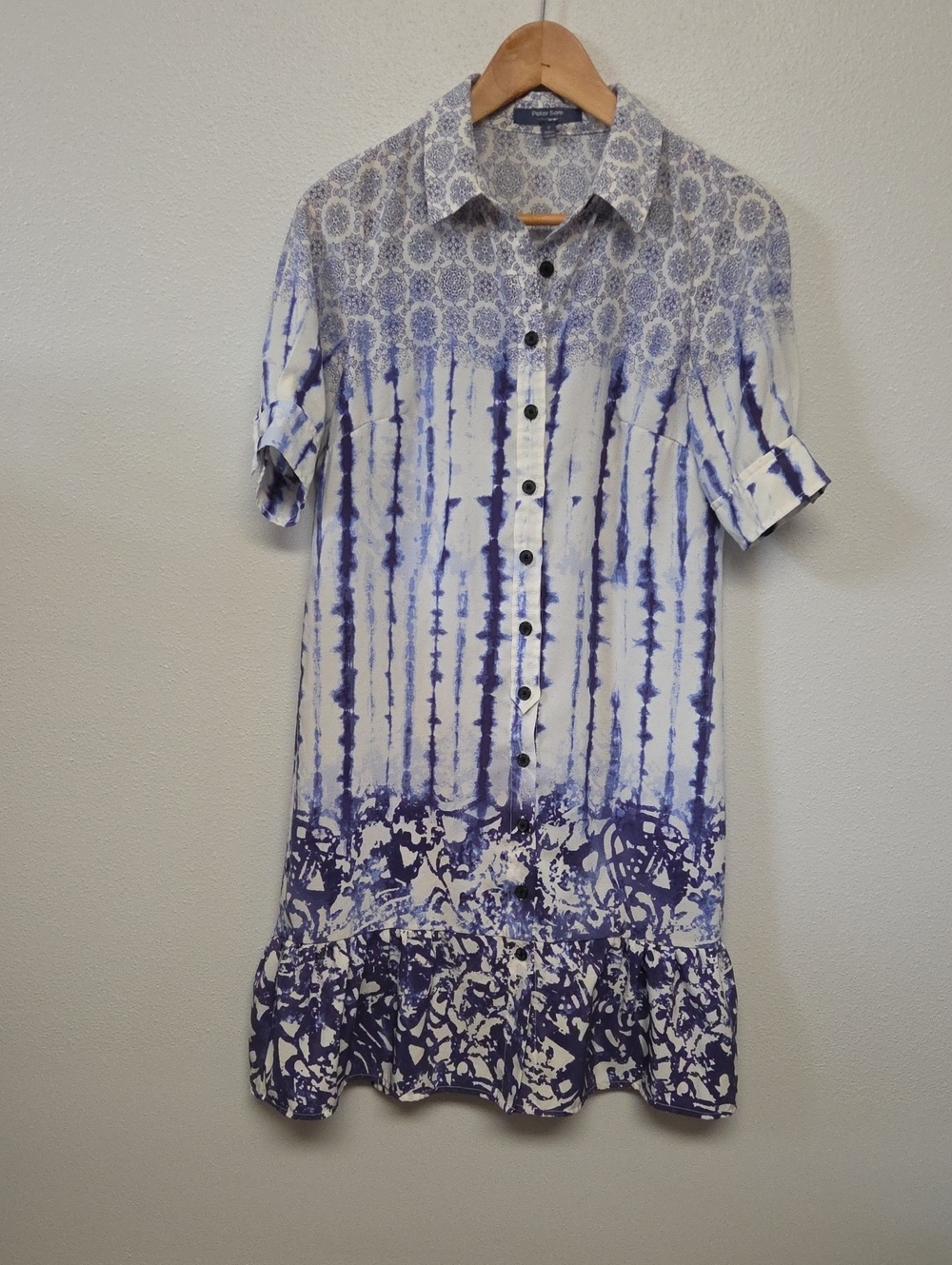 Peter Som Blue & White Printed Top with Delicate Pattern